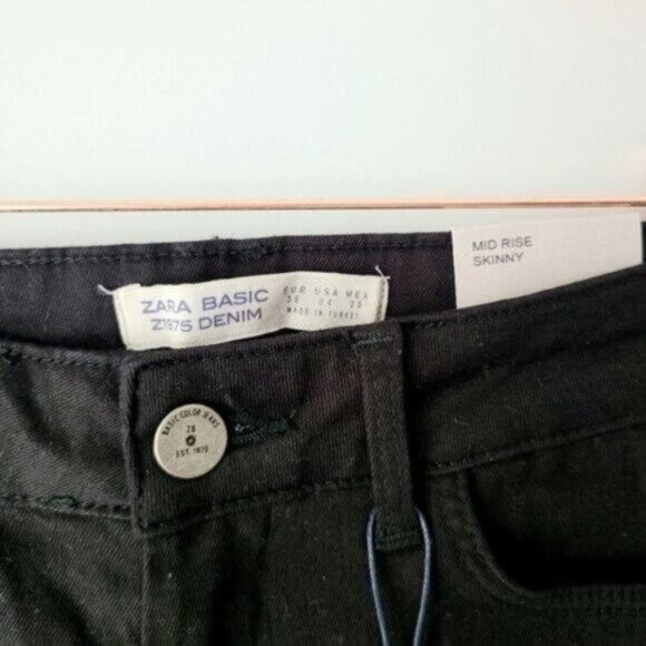 NWT Zara Black Striped Skinny Jeans - Picture 6 of 9